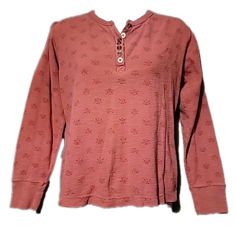 Dickies Dusty Rose Button-Up Henley Top